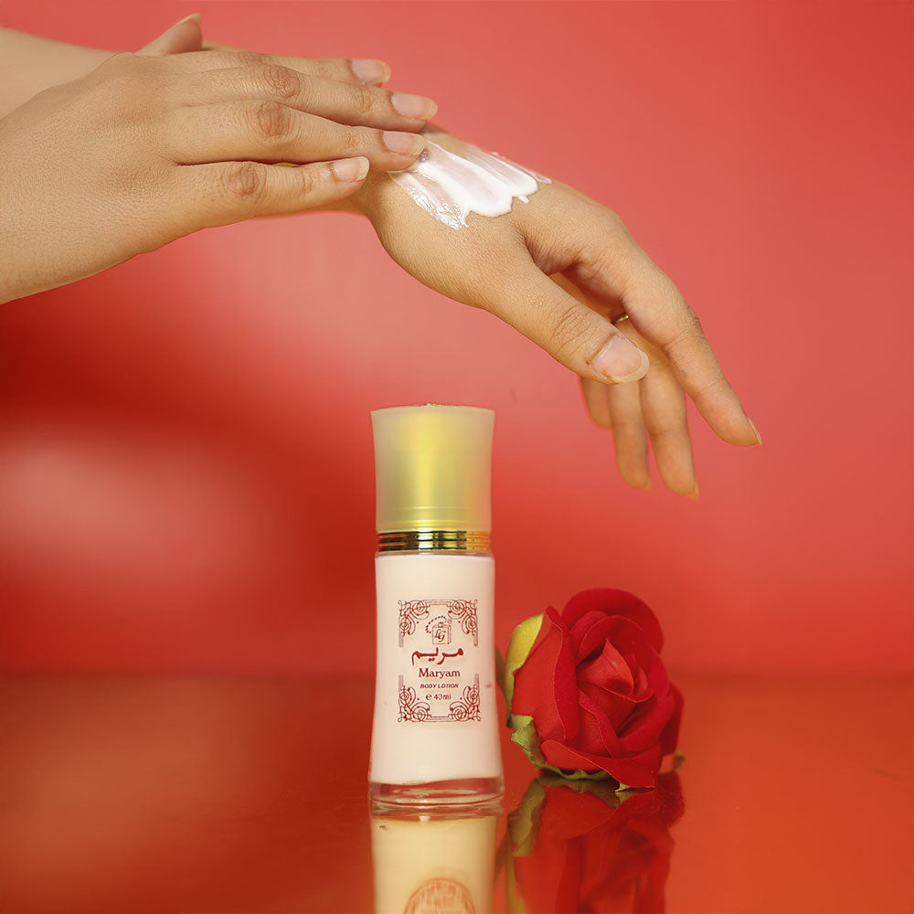 fruity floral fragrance maryam body lotion rose gold  by lulu gallery
