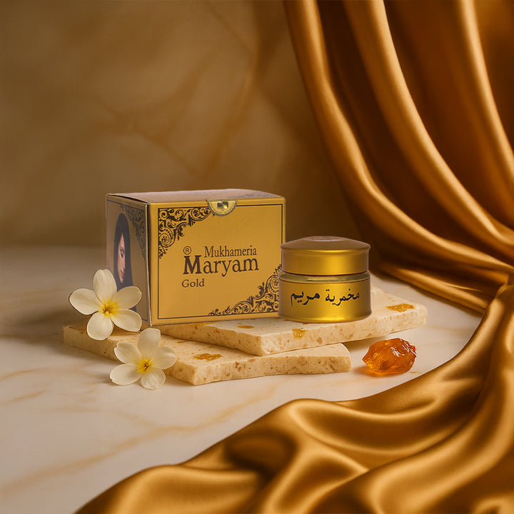 makhmaria maryam gold perfume balm for hair and body by ulu gallery