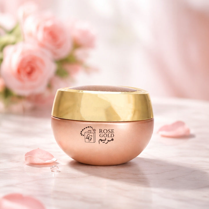 makhmaria maryam rose gold alcohol free perfume balm for hair and body by lulu gallery